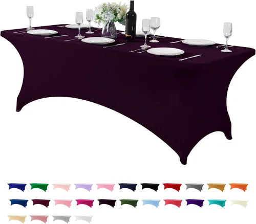 Miniatura 29 de Mantel de elastano para mesas de 4, 6 u 8 pies, mantel elástico universal ajustable para fiestas, banquetes, bodas y eventos - Verde manzana