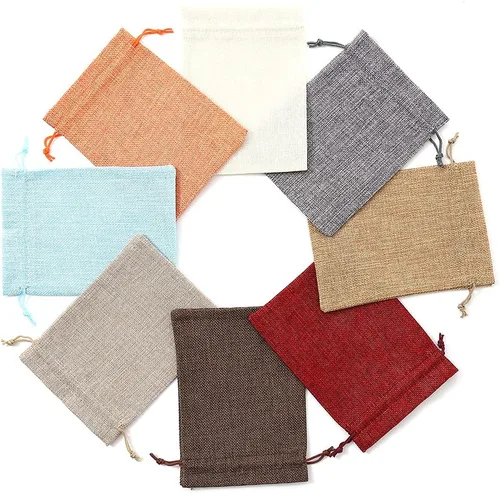 Miniatura 2 de 24 bolsas de arpillera con cordón de color mixto, bolsa de regalo, bolsa de joyería, bolsas de arpillera para bodas, fiestas, manualidades