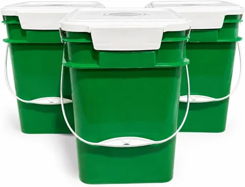 Miniatura 28 de House Naturals Cubo cuadrado de grado alimenticio de 4 galones con asas de plástico y tapa (paquete de 3) recipientes fabricados en Estados Unidos