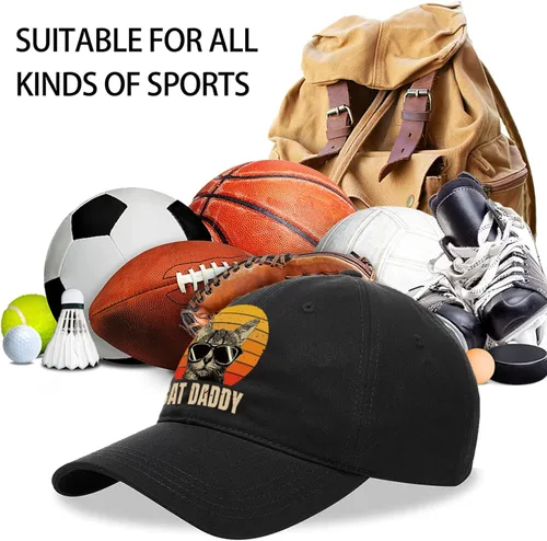 Miniatura 4 de Gorra de béisbol de Cat Daddy, gorra de algodón ajustable, regalo de jubilación para amantes de los gatos, regalos de cumpleaños de Navidad
