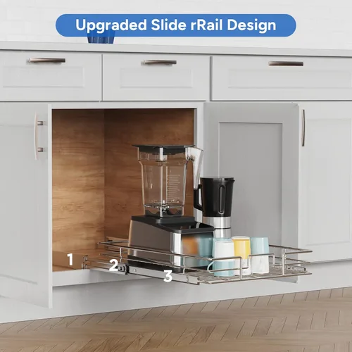 Miniatura 5 de ROOMTEC Organizador de gabinete extraíble, estantes extraíbles de 11 pulgadas de ancho x 21 pulgadas de profundidad, cajones de gabinete de cocina 1