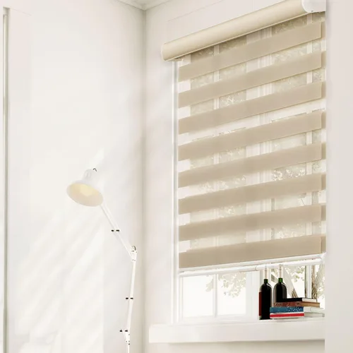 CHICOLOGY - Sombras de cebra sin varillas para uso diario, tratamiento de doble capa para ventana de filtrado de luz, ideal para niños y perfecto