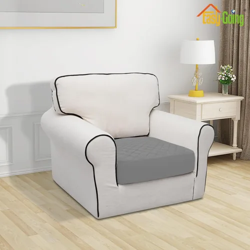 Miniatura 2 de Easy-Going Funda de Cojín Impermeable para Silla, Fundas Antideslizantes a Prueba de Fugas para Cojines de Asiento de Sofá, Protector de Muebles Gris