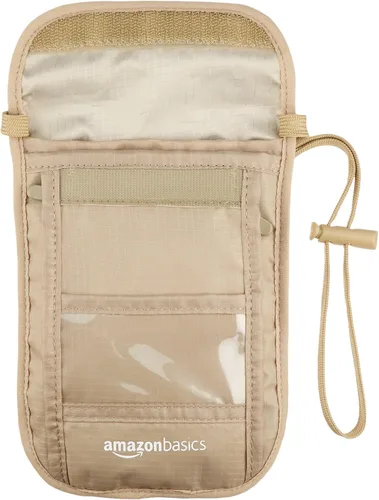 Miniatura 5 de Tienda Basics Cartera con soporte para pasaporte con cuello de viaje RFID, Caqui, Casual