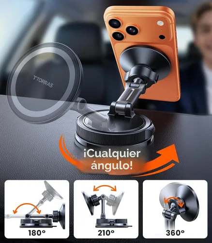 Miniatura 7 de TORRAS 2026 Vacuum para Montura de Coche Magsafe【98+LBS de Sujeción Más Fuerte y Imán Ultra】Soporte Magnético para Teléfono para Tu Coche, Montura