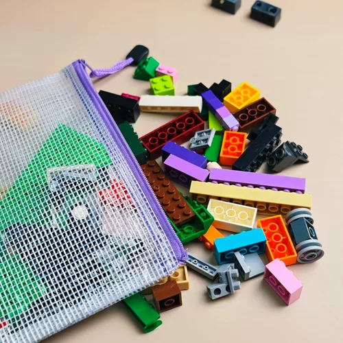 Miniatura 9 de Bolsas de malla con cremallera de 3 x 5 pulgadas, carpetas de archivos de plástico con cremallera, bolsas de rompecabezas para organizar