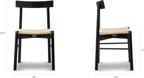 Miniatura 3 de Poly & BARK Hamm Silla de comedor – 18 pulgadas de altura del asiento, marco de roble macizo, asiento de cuerda tejida a mano, diseño moderno