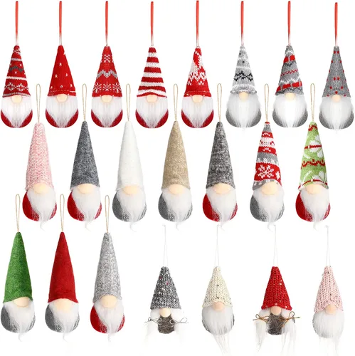 22 piezas de gnomos para árbol de Navidad, adornos colgantes hechos a mano, gnomos suecos Tomte, gnomos suecos, hechos a mano, gnomos de felpa, Papá