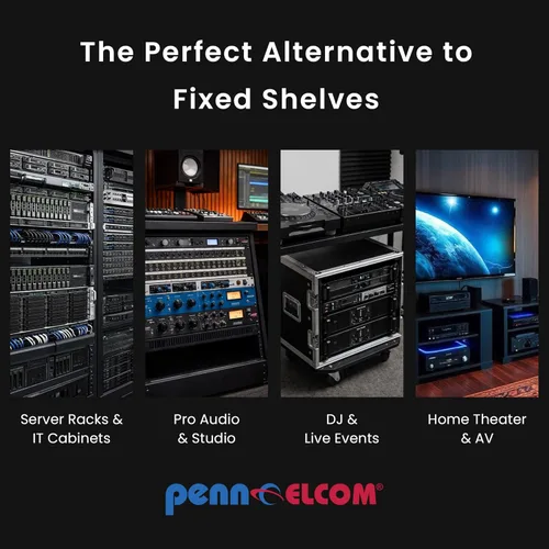 Miniatura 6 de Penn Elcom - R1290/1U - Espacio de rack - Charola antiderrapante para rack (Audio, AV, IT; DV). Estante de equipo para 1 espacio en bastidor hasta