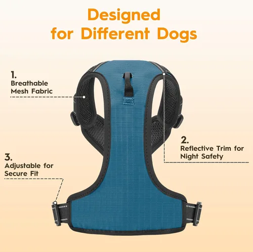 Miniatura 7 de Arnés para perro sin tirones, chaleco reflectante ajustable y acolchado para mascotas con asa de fácil control, fácil de llevar con nudo elegante