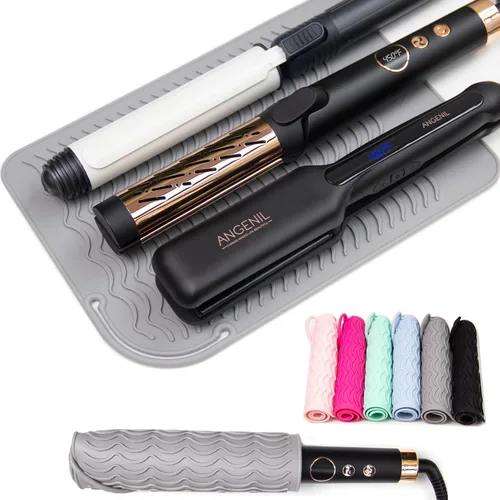 Miniatura 10 de ANGENIL Plancha plana de viaje para alisar el cabello, alfombrilla de calor grande para rizador, alfombrilla de silicona resistente al calor