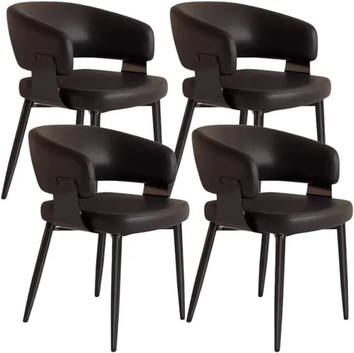 Miniatura 18 de YVYKFZD Juego de sillas de comedor, silla de comedor con patas de metal y respaldo curvo, sillas de cocina tapizadas de cuero, reposabrazos, silla