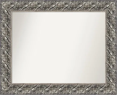 Miniatura 142 de Amanti Art Espejo de baño plateado para sobre fregadero, 26 x 26 pulgadas, espejo cuadrado de níquel pulido, marco de madera tradicional mediano, se
