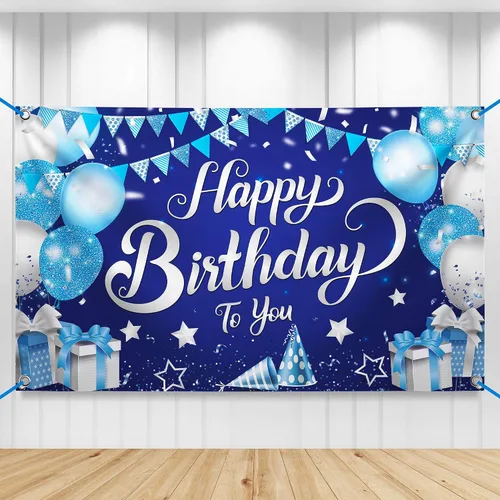 Miniatura 12 de KatchOn, Cartel de feliz cumpleaños negro y dorado, extragrande, 72 x 44 pulgadas, pancarta de fondo negro y dorado para decoraciones de feliz
