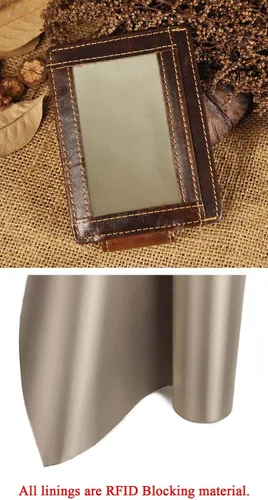 Miniatura 3 de Le'aokuu - Funda para tarjetas de crédito con imán y clip de piel auténtica, Café RFID), W1015