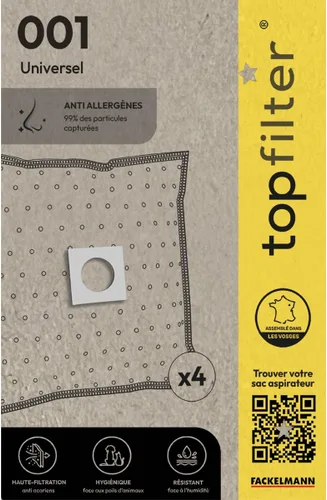 TopFilter 001 solución de problemas, Universal, 4 bolsas de aspiradora 4 unidades bolsas de polvo (30 x 26 x forro polar bolsas de aspiradora, 0.1 ")