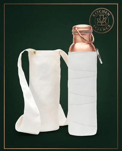 Miniatura 7 de Kitchen Science Auténtica botella de agua de cobre de 34 oz/33.8 fl oz con bolsa de transporte y funda, botella de hidratación ayurvédica a prueba