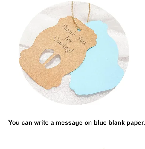 Miniatura 4 de 50 etiquetas de papel kraft para pies de bebé, 50 etiquetas de agradecimiento para baby shower, etiquetas de regalo de agradecimiento para regalos