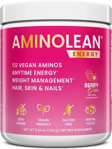 RSP NUTRITION AminoLean Pre Entrenamiento, Energía Limpia Sin Nerviosismo, Hormigueo o Caída, Apto para Veganos con Biotina Añadida para Cabello,