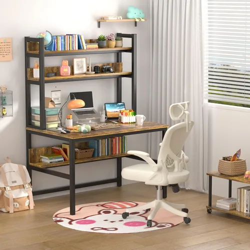 Miniatura 8 de Escritorio de computadora Aquzee con aparador, escritorio de 47" de ancho x 23.6" de profundidad con estantes, escritorio alto de oficina en casa