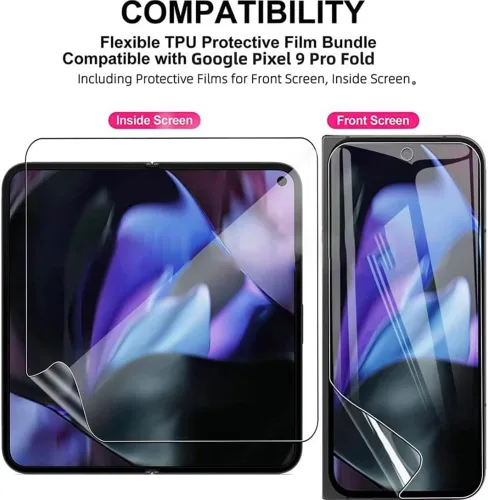 Miniatura 4 de Paquete de 2 protectores de pantalla para Google Pixel 10 Pro Fold, protector de pantalla de TPU flexible irrompible de alta sensibilidad