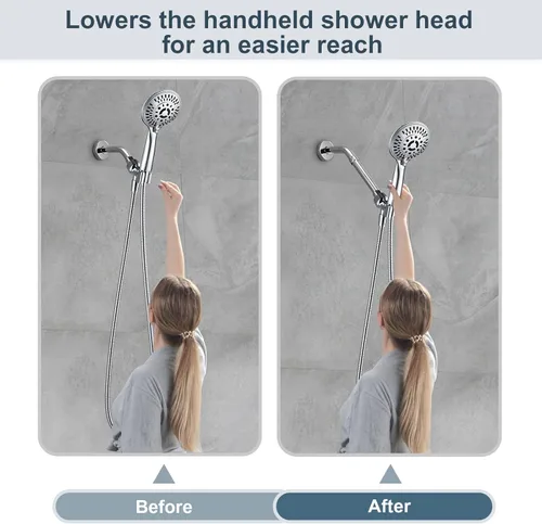 Miniatura 5 de BRIGHT SHOWERS Extensor de brazo de ducha para lluvia y cabezal de ducha de mano, brazo de extensión de cabezal de ducha de 6 pulgadas, extensión
