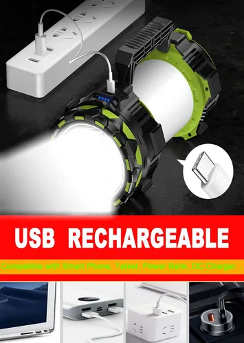 Miniatura 7 de Focos LED grandes, linternas, 22000 lúmenes, 6 modos, recargable, portátil, para campamento, caza, luces de trabajo portátiles para emergencias