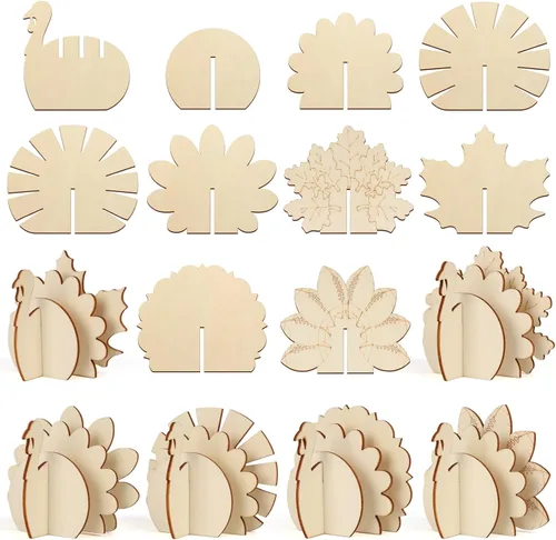 Miniatura 11 de COCHIE Manualidades de madera de primavera de flores 3D para pintar, rebanadas de madera sin terminar pintables para manualidades, recortes
