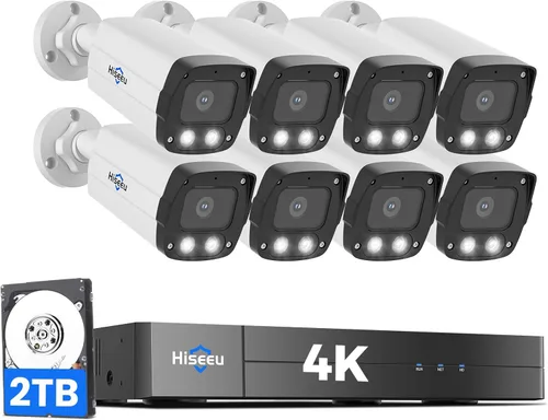 Miniatura 10 de [Audio de 2 vías ampliable de 16 canes] Sistema de cámara de seguridad Hiseeu 4K PoE, 8 puertos PoE NVR con 4 cámaras de seguridad IP de 5 MP