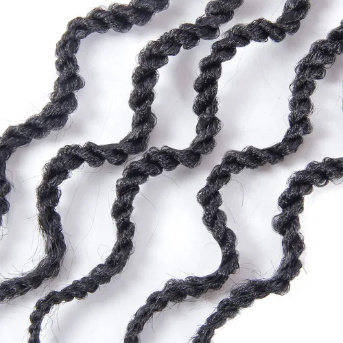 Miniatura 5 de Trenzas de cabello ondulado senegalés de 14 pulgadas, extensiones de cabello sintético rizado con extremos ondulados, cabello trenzado trenzado