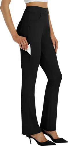 MoFiz Pantalones de yoga para mujer, corte de bota, pantalones de trabajo, elásticos, para oficina, casuales, pantalones de golf pequeñosregular2931