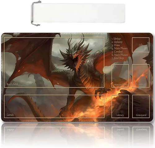 Miniatura 55 de Tapete de juego MTG cosido de alta calidad con zonas y parte trasera de goma antideslizante, tapete de juego TCG para MTG y otros juegos de cartas