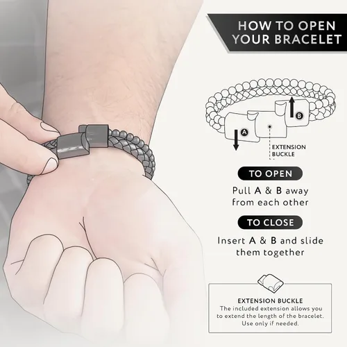 Miniatura 28 de RTZN® Brown Leather Bracelet for Men – Premium Artisan Handcrafted Mens Leather Bracelet – Multi-Stand Mens Bracelet Leather Collection Beaded