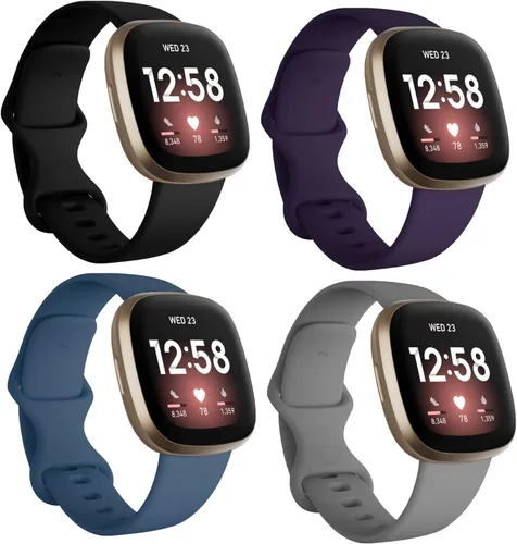 Miniatura 14 de Seleek Bandas de Repuesto Compatibles con Fitbit Versa 3 / Versa 4 / Sense/Sense 2, Pulseras Accesorios Clásicos de Silicona Ajustables Correas