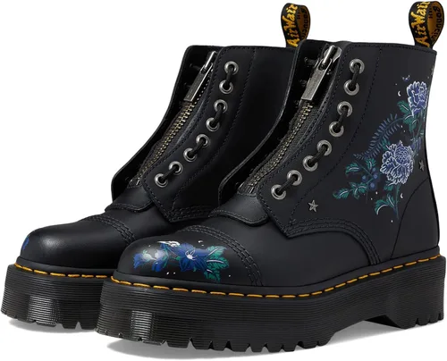 Miniatura 4 de Dr. Martens Sinclair - Botines florales para mujer, parte superior de cuero de grano completo, lazo escrito y detalles de costura ribeteada