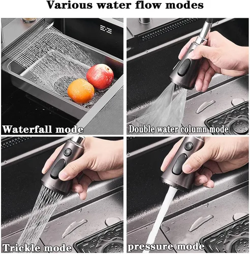Miniatura 5 de Fregadero de cocina tipo cascada, fregadero de barra de acero inoxidable de un solo tazón negro, montaje inferior de la instalación de encimera