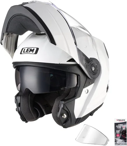 Miniatura 13 de LEM Cascos modulares de motocicleta de fibra de vidrio, casco de motocicleta de cara completa abatible para excursiones, certificado por DOT, visera