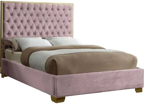 Miniatura 24 de Meridian Furniture Colección Lana Modern Cama tapizada de terciopelo contemporáneo con acolchado profundo detallado y patas doradas, tamaño Verde