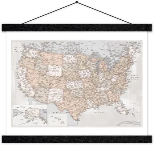 Miniatura 20 de Colgador magnético para póster con marco para 24x36 24x30 24x32 pósters de películas y música, marcos de madera de teca para lienzo grande, mapa