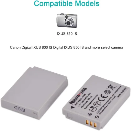 Miniatura 2 de Newmowa Batería de repuesto NB-5L (paquete de 2) y cargador USB portátil para Canon NB-5L y Canon PowerShot S100, S110, SD790IS, SD850IS, SD870IS