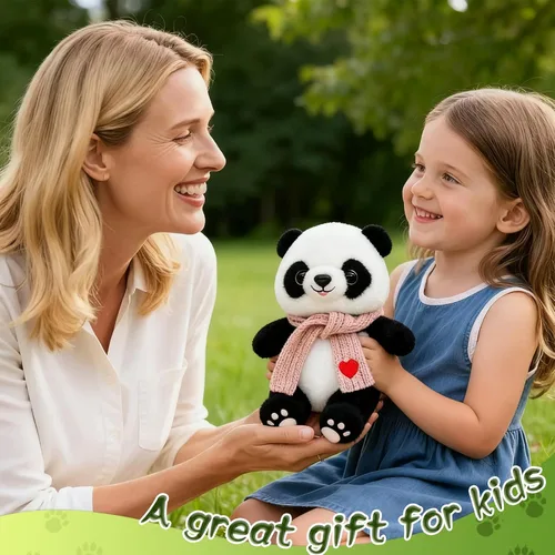 Miniatura 6 de Muñecas de panda de 9.8 pulgadas con bufanda de corazón de amor, juguetes de peluche suaves de animales de peluche, regalos de cumpleaños para Azul