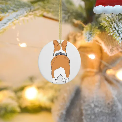 Miniatura 10 de Adornos de cerámica para árbol de Navidad, diseño de lobo del bosque, adornos redondos de cerámica, divertidas decoraciones de Navidad, colgantes