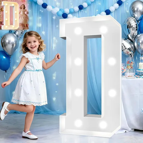 Miniatura 70 de Pooqla Letras de marquesina iluminadas de 3 pies, letras de marquesina con luz LED blanca fría y blanca cálida, letras de mosaico gigante para Letra