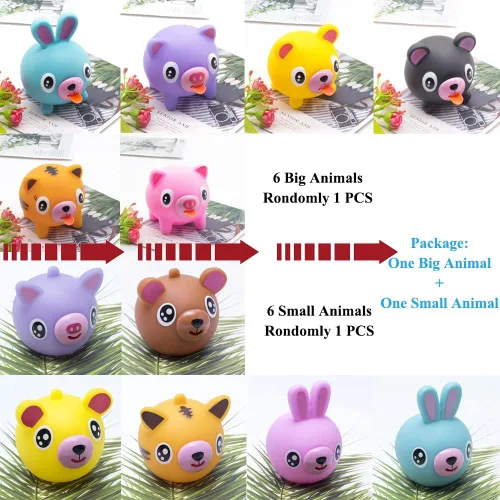 Miniatura 2 de Juguete para apretar para niños, juguetes de descompresión para niños, juguete de liberación de estrés con diseño de conejo, oso tigre, oso, cerdo