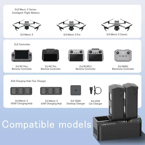 Miniatura 9 de LIMETA Mavic 3 Cargador de batería para DJI Mavic 3 pro Enterprise Classic Cine Thermal Drone Battery Pack 200W Estación de carga rápida Hub