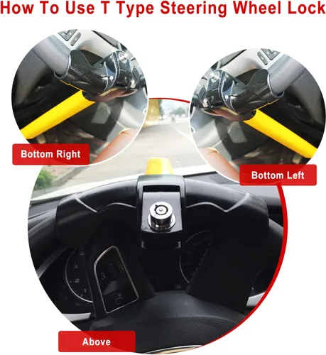 Miniatura 4 de Cerradura para volante de automóvil, bloqueo antirrobo para volante, equipo de bloqueo de seguridad para automóvil, bloqueo de seguridad universal