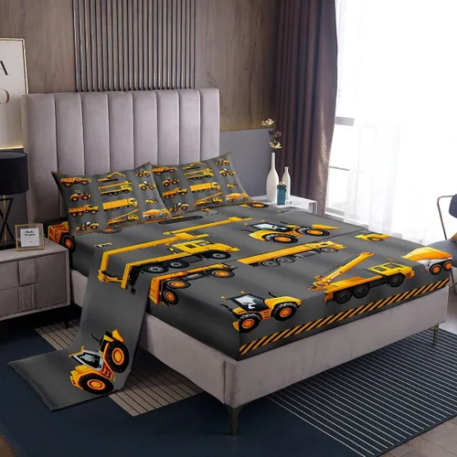 Miniatura 36 de Juego de sábanas para cama de coche de bomberos, juego de sábanas de coche de policía con bolsillo profundo, sábana bajera ajustable para decoración