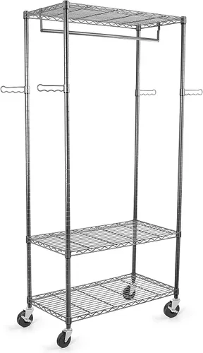 Miniatura 11 de WDT Estantería de 5 estantes sobre ruedas, estante ajustable de metal resistente, estante de almacenamiento de alambre para oficina en casa, garaje