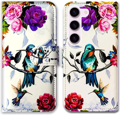 Miniatura 13 de Bcov Funda para Samsung S23, diseño de pájaro negro y verde con tapa para teléfono con ranura para tarjeta y soporte para Samsung Galaxy S23