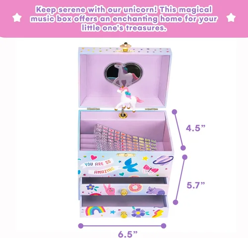Miniatura 3 de Jewelkeeper Joyero musical para niña con 2 cajones extraíbles